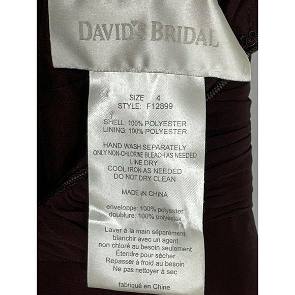 DAVIDS BRIDAL BROWN CHIFFON SZ 4 SLEEVELESS - Picture 9 of 9